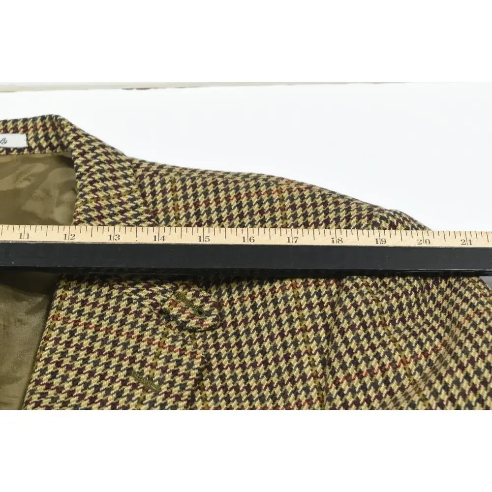 Faconnable Sportcoat Blazer Mens Large Long Brown Check Wool Cashmere 3-Button